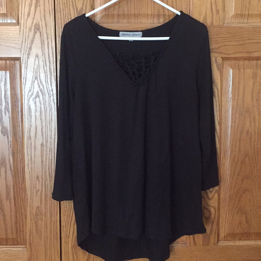 Beautiful long sleeve, check out the woven top!